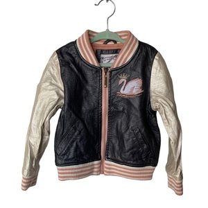 Pumpkin Patch Crown Swan Faux Leather Girls Jacket